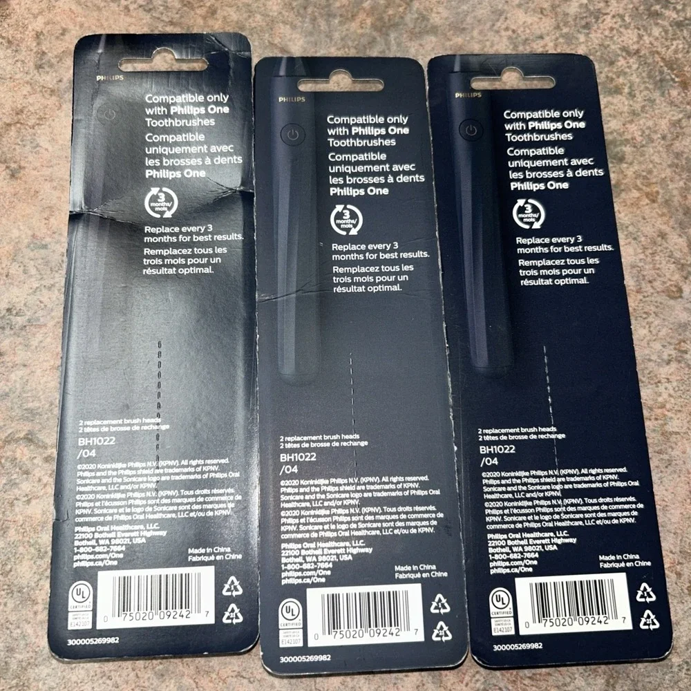 3 Packs (2 PER PACK) Philips ONE Brush Heads by Sonicare #BH1022/04 NAVY